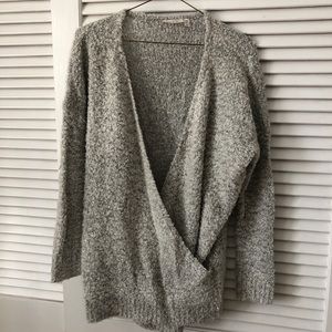 Fuzzy wrap sweater